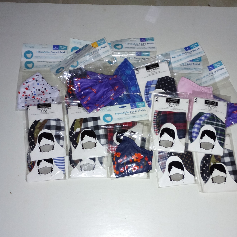 25 Assorted Reusable adult Face Masks by Harmony and Sole